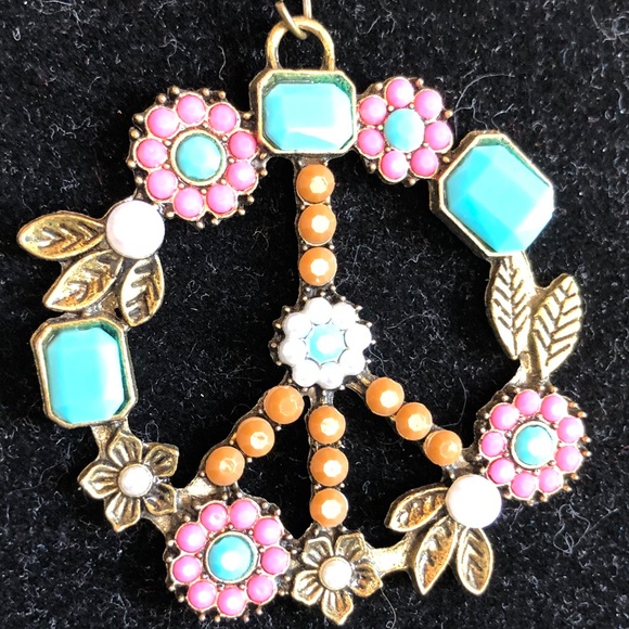 Boho Floral Peace bronze necklace 16” from back of neck - Picture 2 of 4